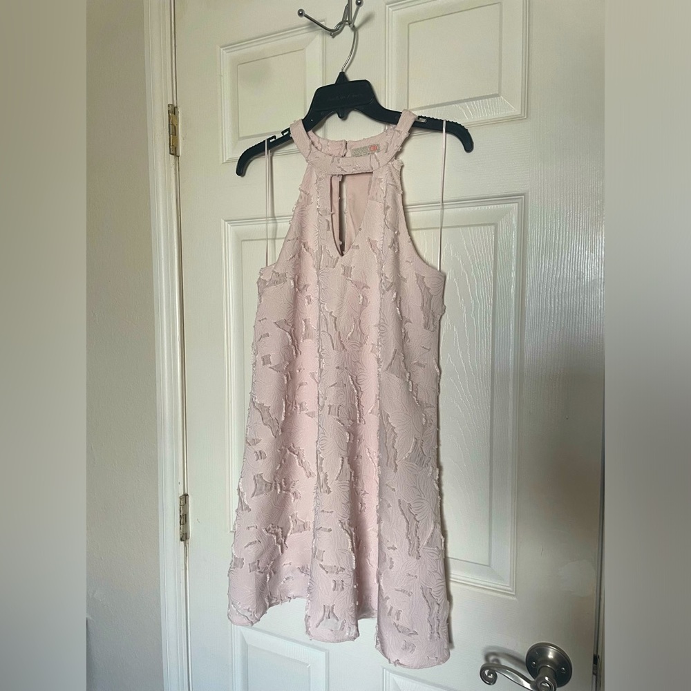 Y2K Gianni Bini lace overlay halter dress in baby pink-Small